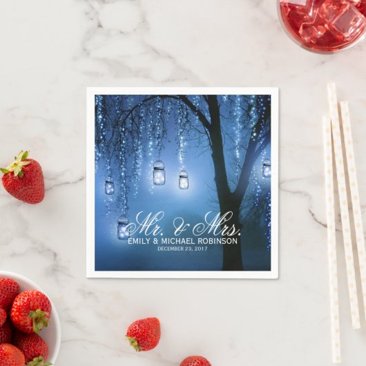 Mason jar string lichten boom rustieke bruiloft servetten (Insitu)