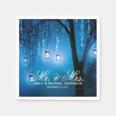 Mason jar string lichten boom rustieke bruiloft servetten (Voorkant)