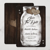 Mason Jar String Lichten Rustieke Schuur Hout Huwe Save The Date (Voorkant / Achterkant)