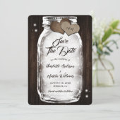 Mason Jar String Lichten Rustieke Schuur Hout Huwe Save The Date (Staand voorkant)