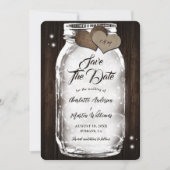 Mason Jar String Lichten Rustieke Schuur Hout Huwe Save The Date (Voorkant)