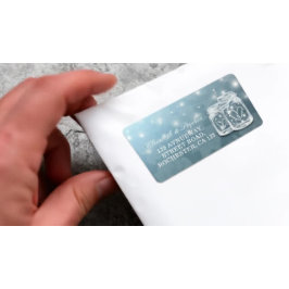 Mason Jar String Light Blue Floral Wedding Address Etiket