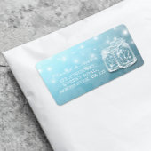 Mason Jar String Light Blue Floral Wedding Address Etiket