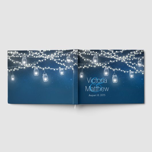 Mason Jar String Light Bruiloft Gastenboek (Volledig)