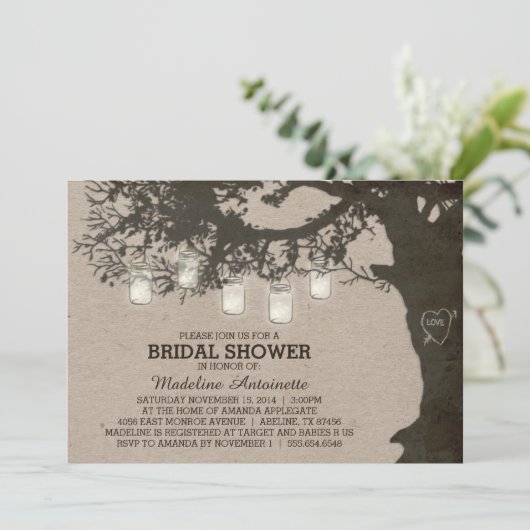 Mason Jar String Light Tree Vrijgezellenfeest Kaart (Staand voorkant)