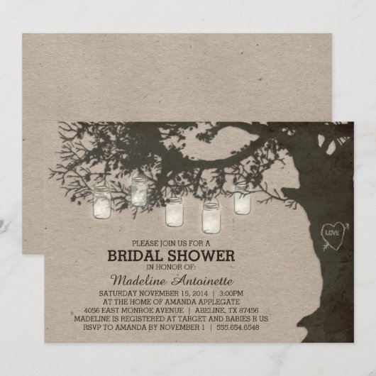 Mason Jar String Light Tree  Vrijgezellenfeest Kaart (Voorkant / Achterkant)