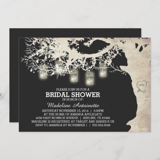 Mason Jar String Light Vrijgezellenfeest Grey Kaart (Voorkant / Achterkant)