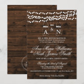 Mason Jar String Light Wedding Invitation Kaart (Voorkant / Achterkant)