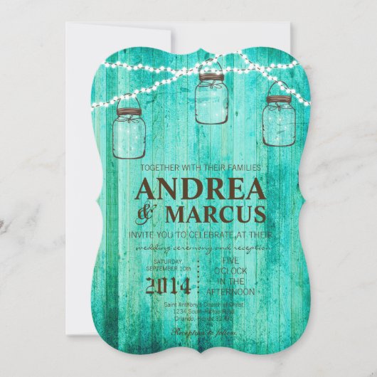 Mason Jar String Lights 5x7 bruiloft uitnodiging (Voorkant)