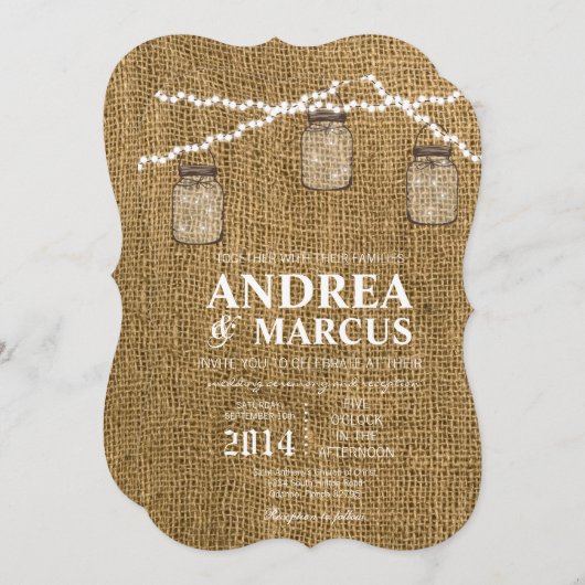 Mason Jar String Lights 5x7 bruiloft uitnodiging (Voorkant / Achterkant)