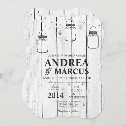 Mason Jar String Lights 5x7 bruiloft uitnodiging (Voorkant / Achterkant)