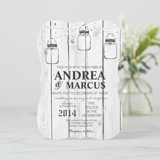 Mason Jar String Lights 5x7 bruiloft uitnodiging (Staand voorkant)