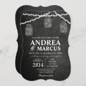 Mason Jar String Lights 5x7 bruiloft uitnodiging (Voorkant / Achterkant)