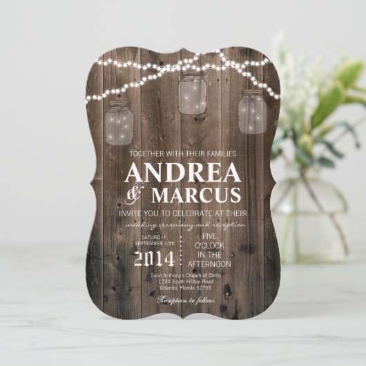 Mason Jar String Lights 5x7 Weddenschap Kaart (Staand voorkant)