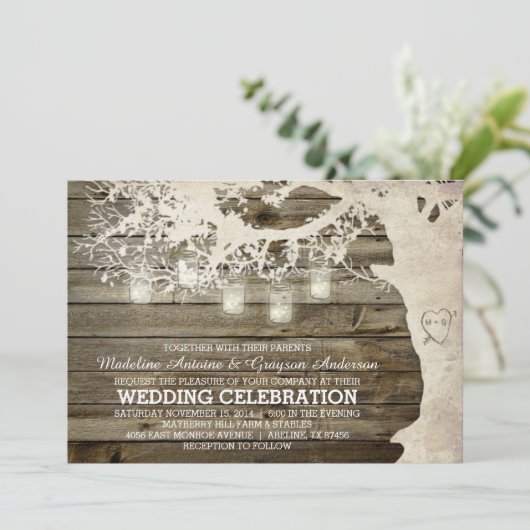 Mason Jar String Lights Barn Wood Kaart (Staand voorkant)