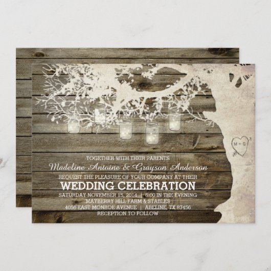 Mason Jar String Lights Barn Wood Kaart (Voorkant / Achterkant)