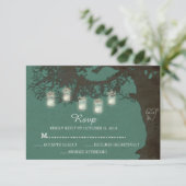 Mason Jar String Lights  Blauwgroen RSVP Kaartje (Staand voorkant)