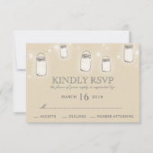 Mason Jar String Lights Blush Pink Wedding RSVP (Voorkant)