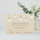 Mason Jar String Lights Blush Pink Wedding RSVP (Staand voorkant)