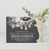 Mason Jar String Lights Boom Chalk Board Weddensch Kaart (Staand voorkant)