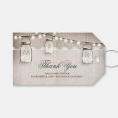 Mason Jar String Lights Burlap Wedding Cadeaulabel (Voorkant (Horizontaal))
