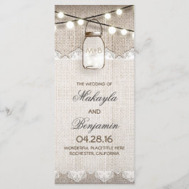 Mason Jar String Lights Burlap Wedding Programma's