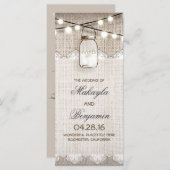 Mason Jar String Lights Burlap Wedding Programma's (Voorkant / Achterkant)