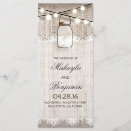 Mason Jar String Lights Burlap Wedding Programma's