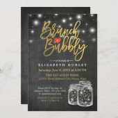 Mason Jar String Lights Chalkboard Brunch & Bubble Kaart (Voorkant / Achterkant)