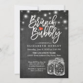 Mason Jar String Lights Chalkboard Brunch & Bubble Kaart (Voorkant)