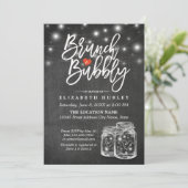 Mason Jar String Lights Chalkboard Brunch & Bubble Kaart (Staand voorkant)