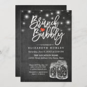 Mason Jar String Lights Chalkboard Brunch & Bubble Kaart (Voorkant / Achterkant)