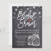 Mason Jar & String Lights Chalkboard Vrijgezellenf Kaart (Voorkant)