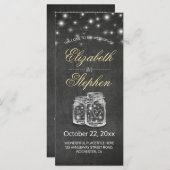 Mason Jar String Lights Chalkboard Wedding Program Programmakaart (Voorkant / Achterkant)