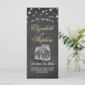 Mason Jar String Lights Chalkboard Wedding Program Programmakaart (Staand voorkant)