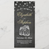 Mason Jar String Lights Chalkboard Wedding Program Programmakaart (Voorkant)