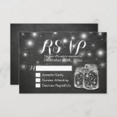 Mason Jar & String Lights Chalkboard Wedding RSVP (Voorkant / Achterkant)