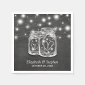 Mason Jar String Lights Chalkboard Wedding Shower Servetten (Voorkant)