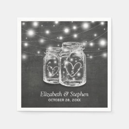 Mason Jar String Lights Chalkboard Wedding Shower Servetten