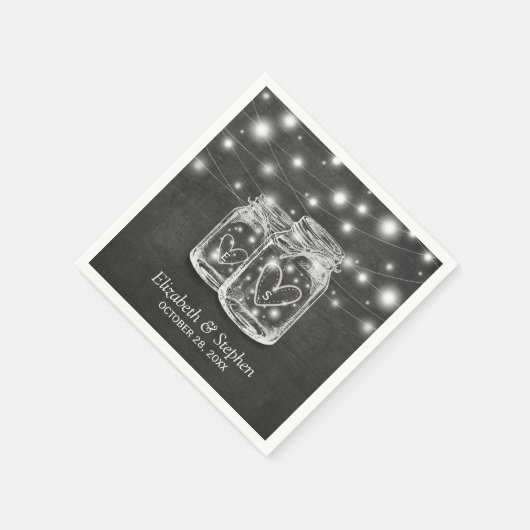 Mason Jar String Lights Chalkboard Wedding Shower Servetten (Hoek)