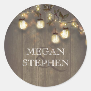 Mason Jar String Lights en Rustieke Boom takken Ronde Sticker