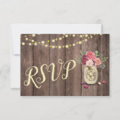 Mason Jar String Lights Floral RSVP Kaartje (Voorkant)