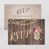 Mason Jar String Lights Floral RSVP Kaartje (Voorkant / Achterkant)