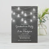Mason Jar String Lights Graduation Party nodigt ui Kaart (Staand voorkant)