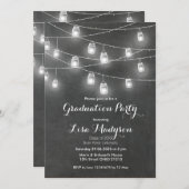 Mason Jar String Lights Graduation Party nodigt ui Kaart (Voorkant / Achterkant)