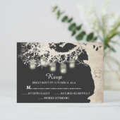 Mason Jar String Lights Grijze RSVP Kaartje (Staand voorkant)