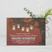 Mason Jar String Lights herfst Tree Wedding Kaart (Staand voorkant)