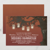 Mason Jar String Lights herfst Tree Wedding Kaart (Voorkant / Achterkant)