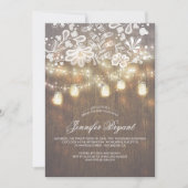 Mason Jar String Lights Kant Hout Vrijgezellenfees Kaart (Voorkant)