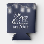 Mason Jar String Lights Navy Blue Wedding Bier Blikjeskoeler (Voorkant)